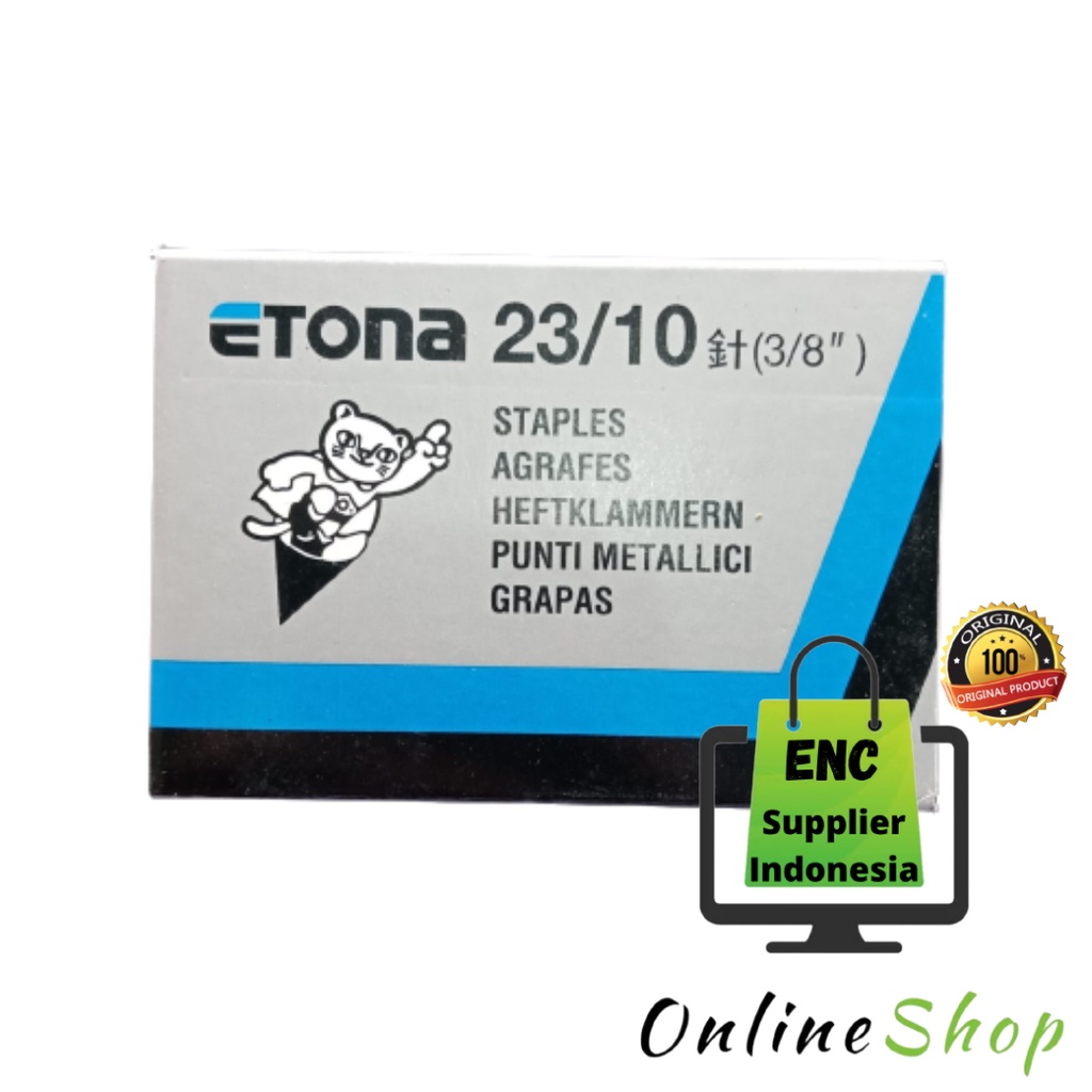 

etona 23/10 1 box isi staples 2310 refil stapler 3/8 inch 3 8 stepler 23 10 per pak kecil - enc.sup