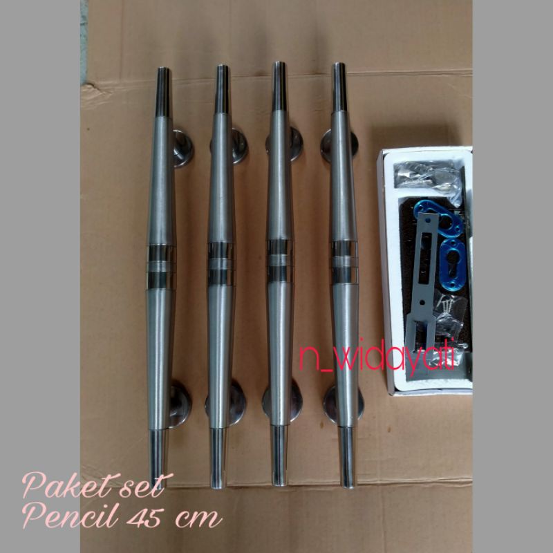 Handle Pintu Rumah /Tarikan Pintu stainless  Set  + Kunci