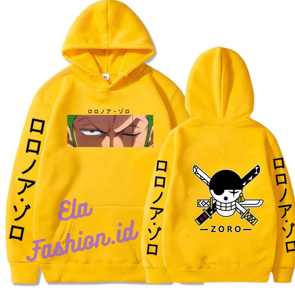 Jaket Hoodie Roronoa - Anime One Piece Manga Zoro Long Sleeve Pria Wanita Hodie
