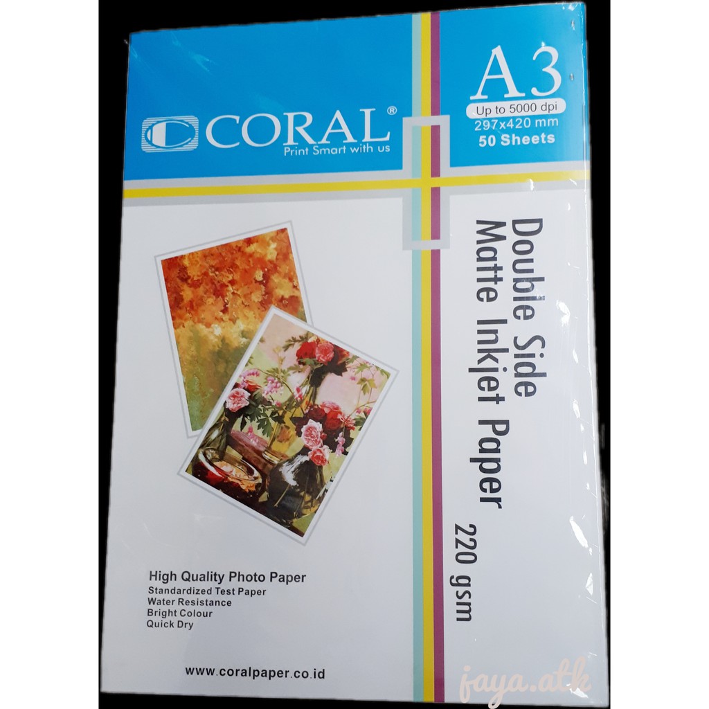 Kertas Foto Inkjet Matte Double Side A3 220 Coral