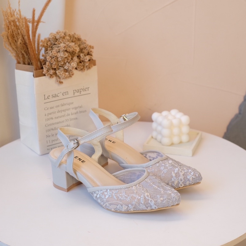 CELLENE MAURA Lace Heels / brukat heels wanita 7cm 5cm wedding shoes