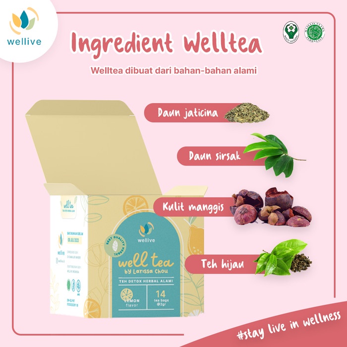 

Teh-Daun- Slimming Tea (Welltea) - Teh Pelangsing Herbal By Wellive - Isi 14 - Bubble Gum -Daun-Teh