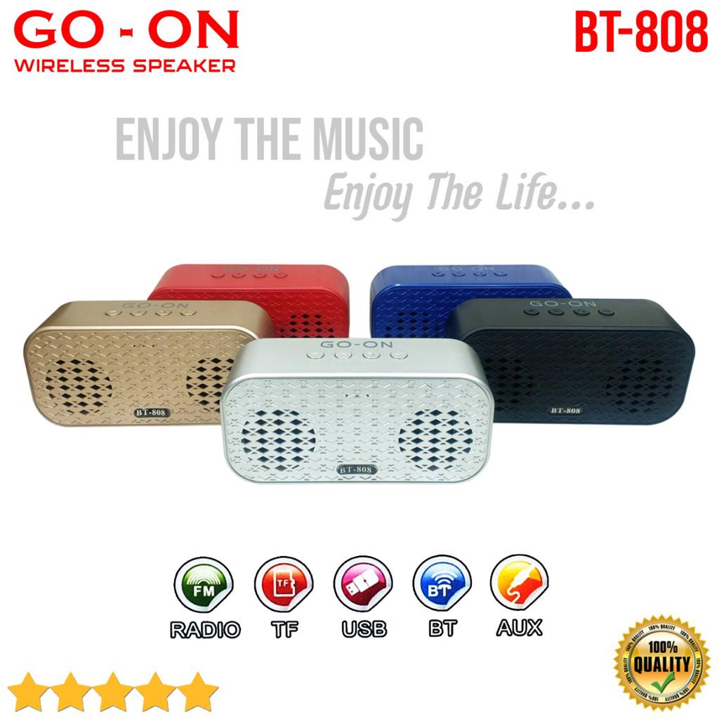 Speaker Bluetooth GO ON BT808 Wireless Portable Dual Subwofer High Quality Super Bass GO-ON BT 808