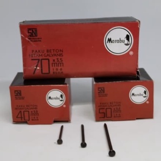 Paku Beton Hitam Marabu 1 Box Isi 100 Pcs / Paku Baja / Paku Tembok / Paku Klem / Paku Beton Marabu 