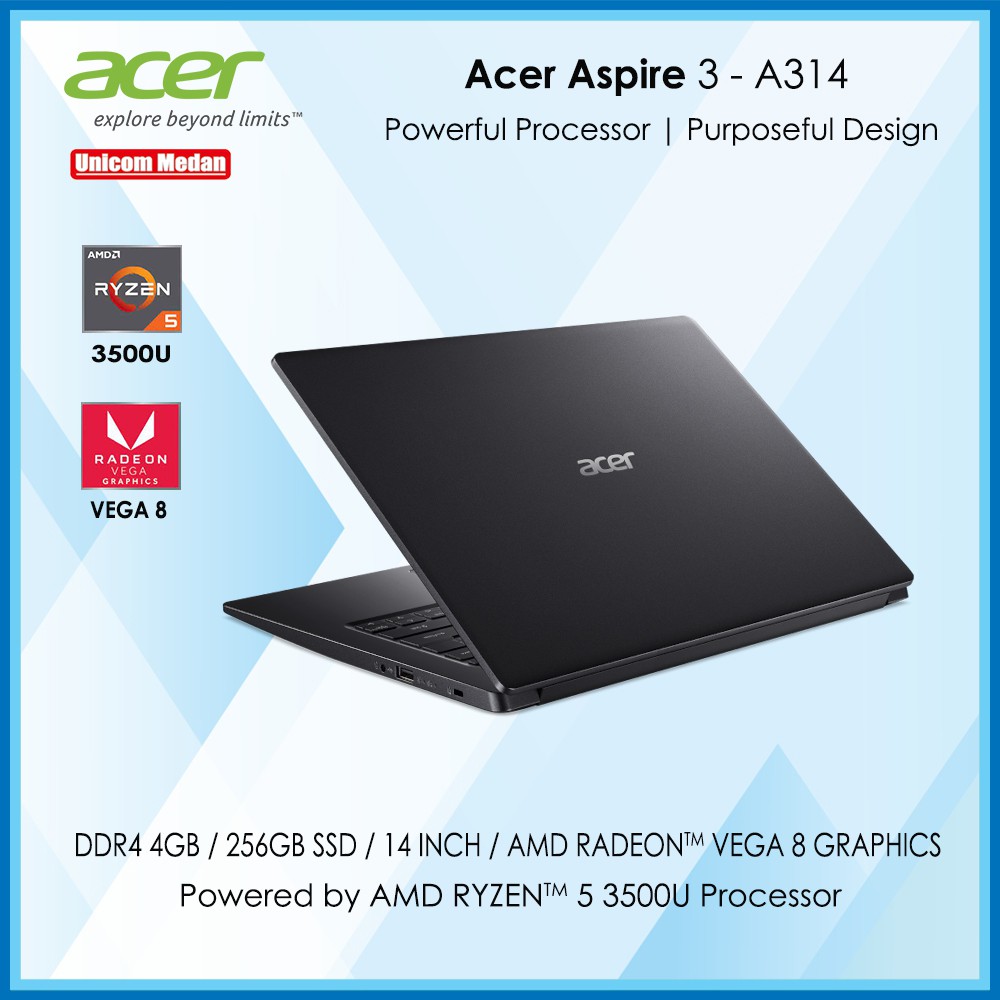 Acer Aspire 3 A314 AMD Ryzen 5 3500U |DDR4 4GB | 256GB SSD | Vega 8