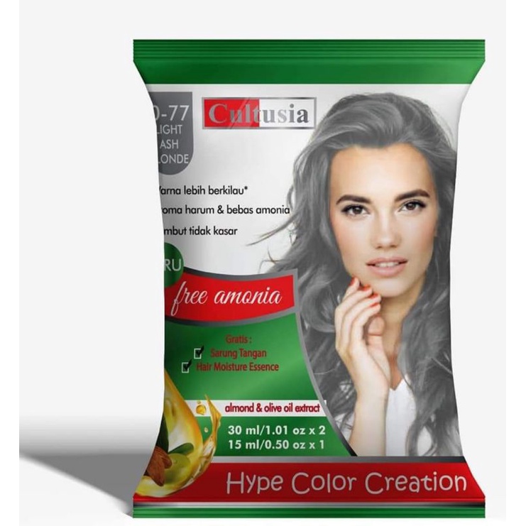 Cultusia Hype Color Creation Sachet Pewarna Rambut Bebas Amonia Sachet Semir Rambut Hitam Instan