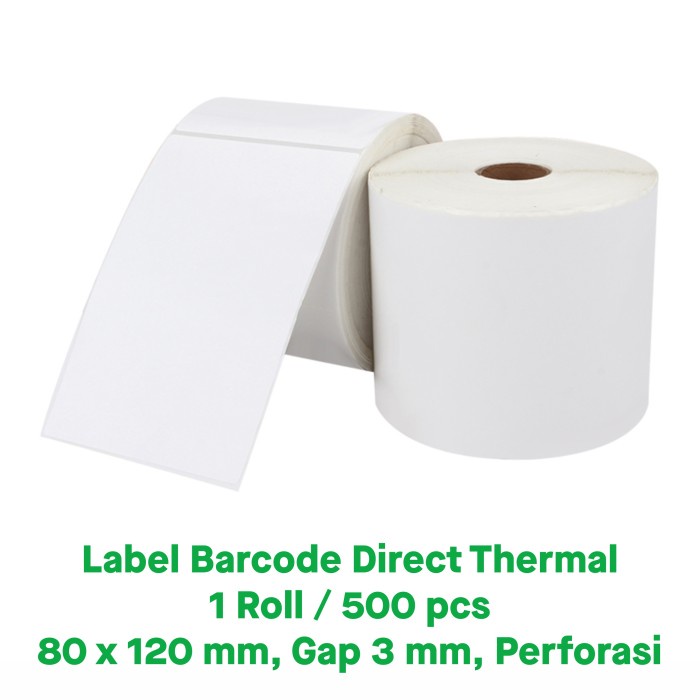 

Stiker Label Barcode Sticker Direct Thermal 8x12 cm 80x120 mm (1 Roll/ 500 pcs)