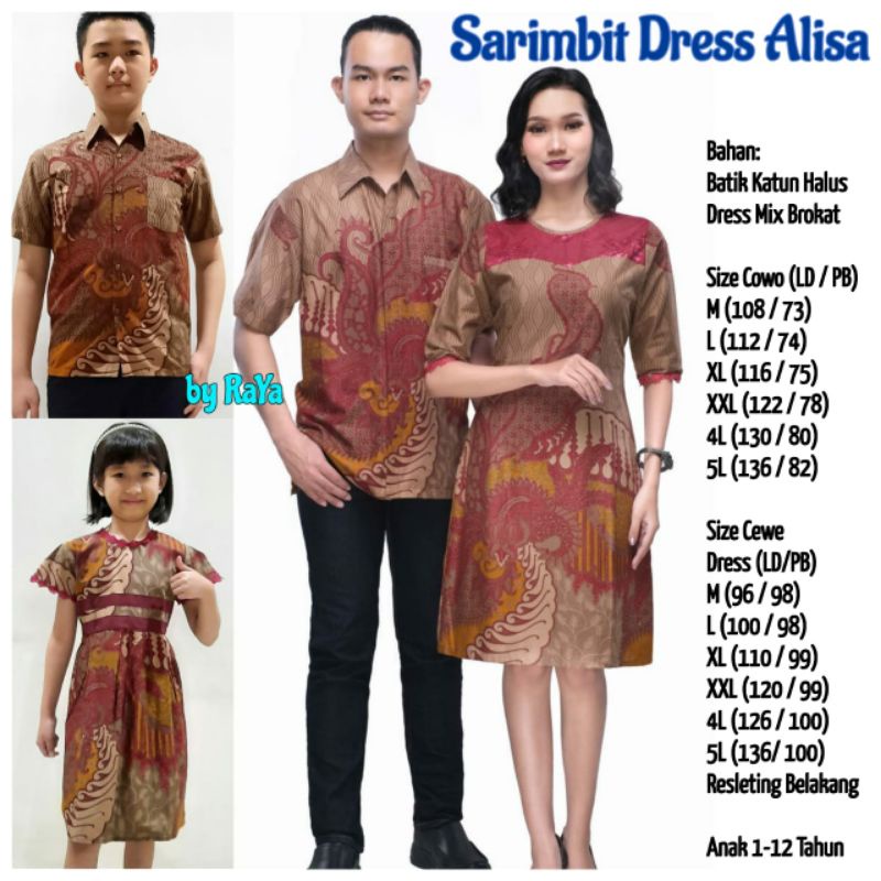 Sarimbit Dres Batik Keluarga Baju Couple Natal ALISA Outfit