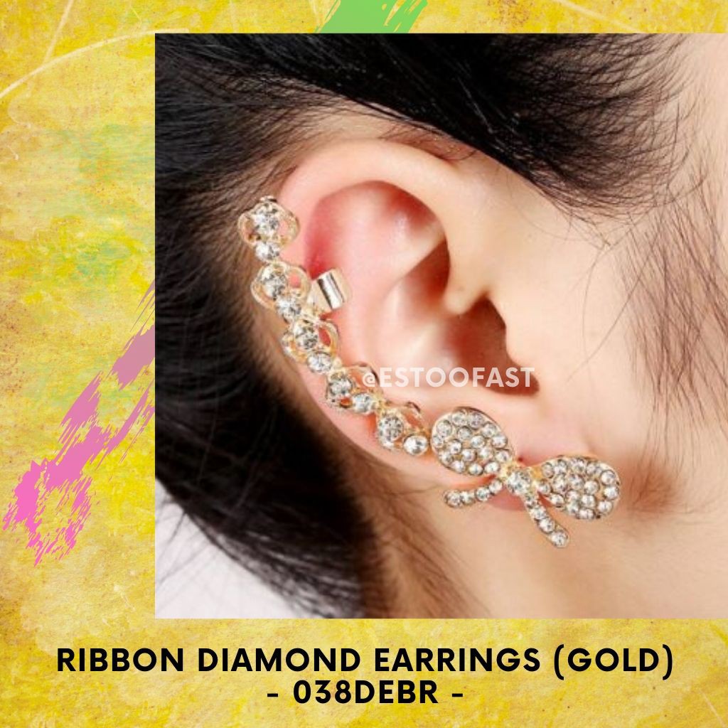 ANTING STUD TINDIK BERLIAN KRISTAL PITA PANJANG
