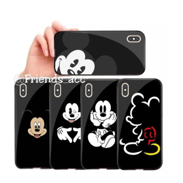 IPHONE 8 , 8+ , X / XS , XR , XS MAX PREMIUM CASE CASING GLASS MOTIF MICKEY MOUSE 2