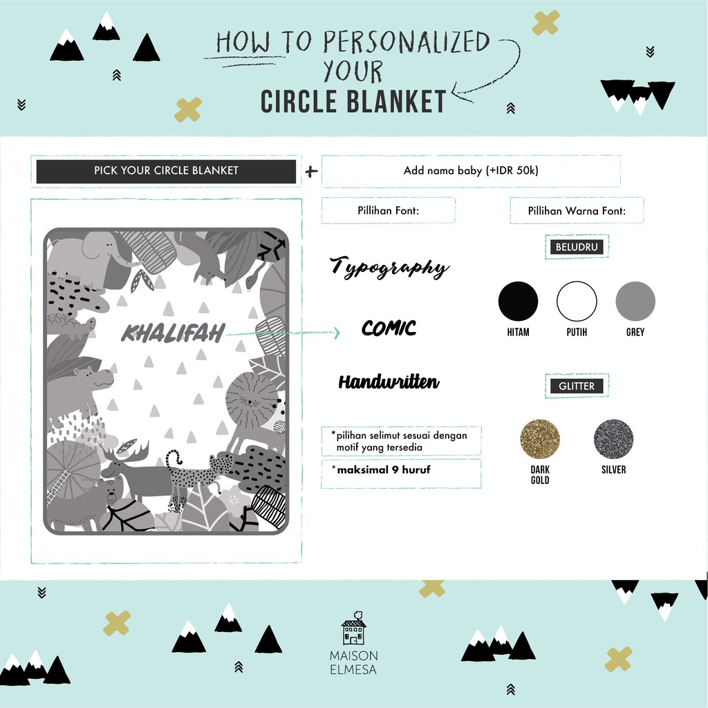 [Circle Blanket - Bisa Tambah Nama] Maison Elmesa Selimut Bayi - Floryn Circle