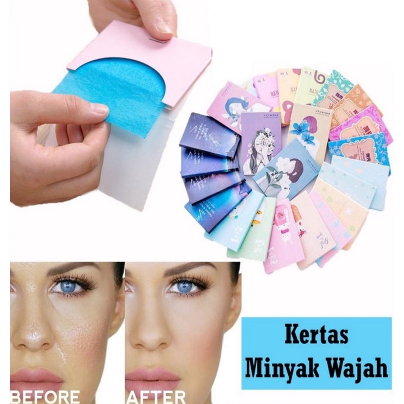 Kertas Linen Tissue Penyerap Minyak Wajah 50Pcs Oil Control Film Menyerap Minyak Muka Wajah Berlebihan F859