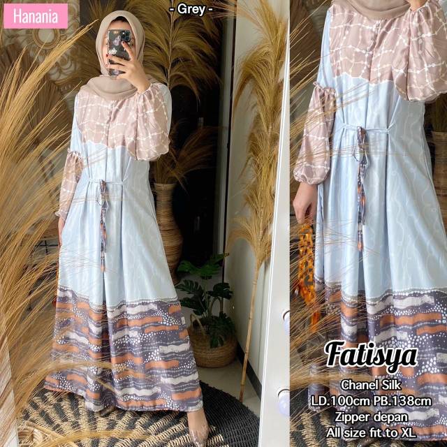 Fatisya dress/baju cewek casua!/dress maxy /fatisya tali pinggang/baju dress/maxy lengan karet