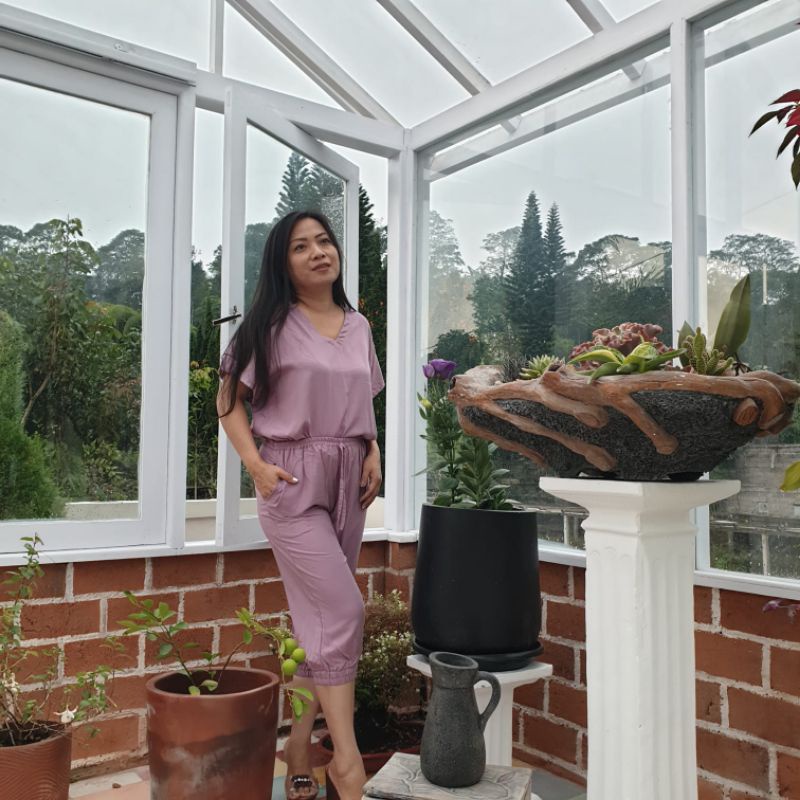 Setelan One set Alicia jogger polos Wanita-Light purple