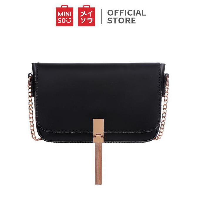 MINISO Tas Selempang Wanita Logam Rantai Sling Bag Fahion Pesta Basic - Hitam