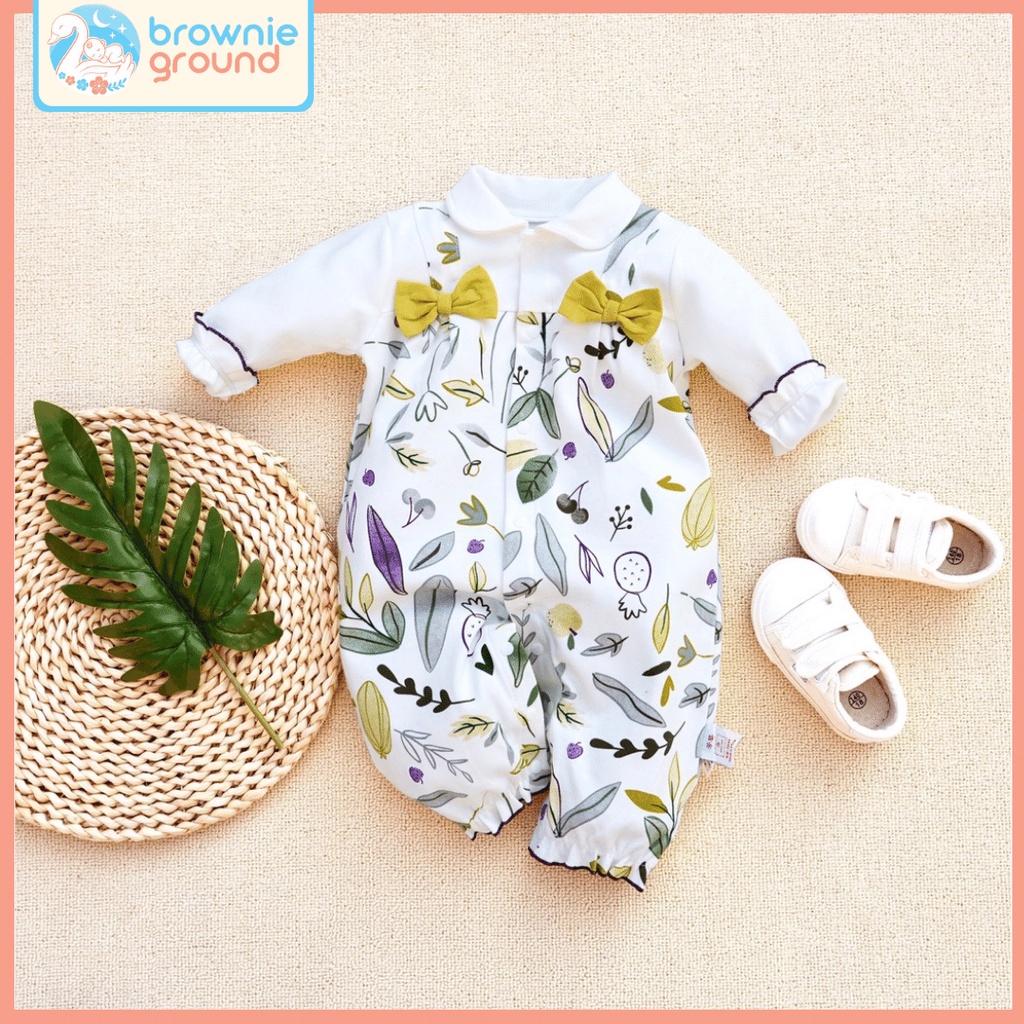 BROWNIEGROUND- Baju jumper Baby perempuan Lengan panjang MOTIF DAUN PITA  Baju baby impor usia 0-1 Tahun