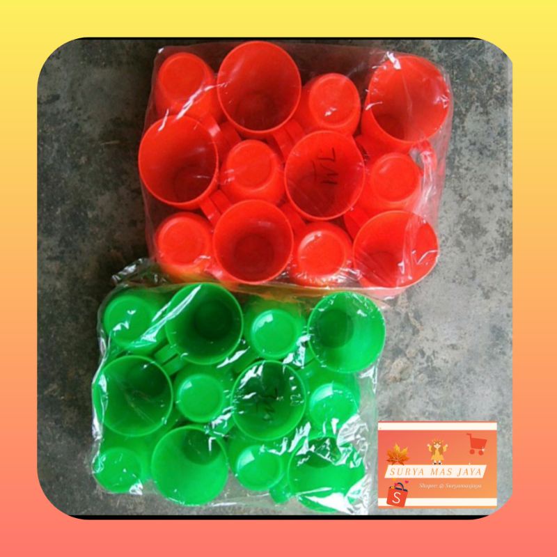 Jual Cangkir plastik warna murah 1 lusin / cangkir plastik 12Pcs
