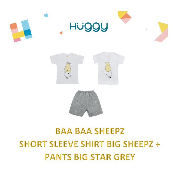 Baa Baa Sheepz Unisex Short Sleeve Shirt Front Back Sheepz WHITE Short Pants GREY