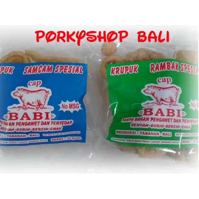 

Krupuk Babi Cap Babi Bali 70gr