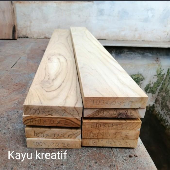 kayu   papan kayu jati perhutani sudah serut halus 100x10x2cm