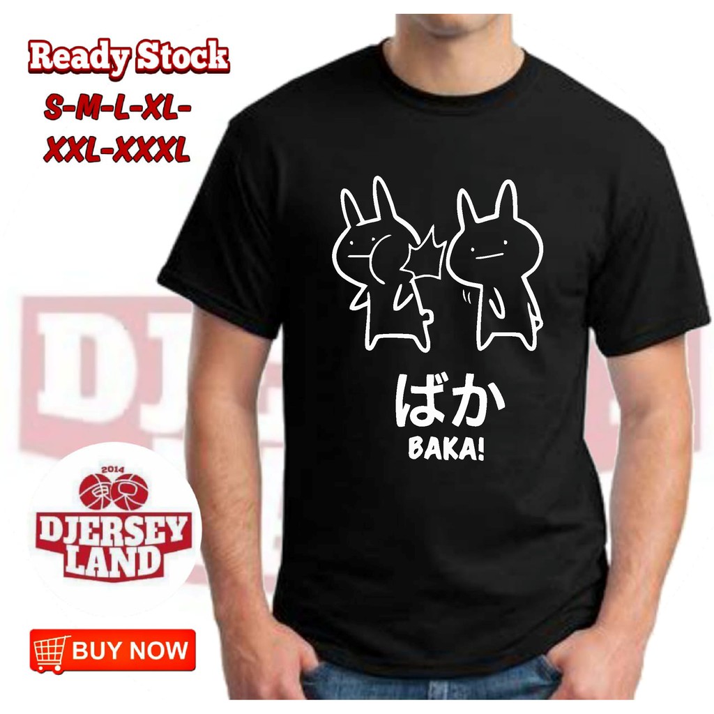 KAOS ANIME STIKER JEPANG BAKA TULISAN JEPANG TSHIRT PRIA DISTRO KEREN UNISEX