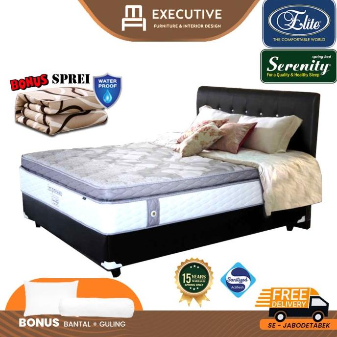 Full Set Kasur Springbed Elite Serenity Impressa Pocked Spring 180x200
