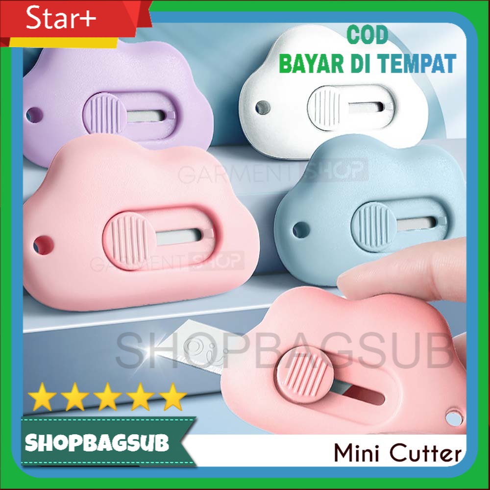 

Cutter Mini Lucu Model Awan Pembuka Paket Estetik Pisau Silet Portable Pemotong Solasi Lakban Kertas Warna Warni SHOPBAGSUB