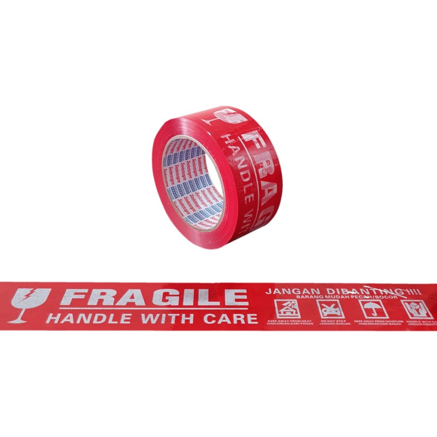 

LAKBAN FRAGILE MERAH JANGAN DIBANTING HANDLE WITH CARE 48mmx100 METER