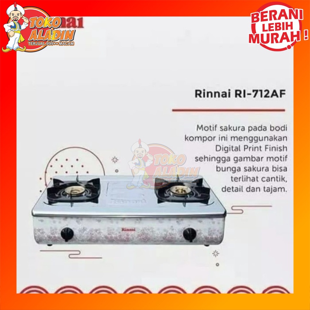 Jual Kompor Gas Dua Tungku Rinnai RI-712AF Motif Bunga Sakura Cantik ...