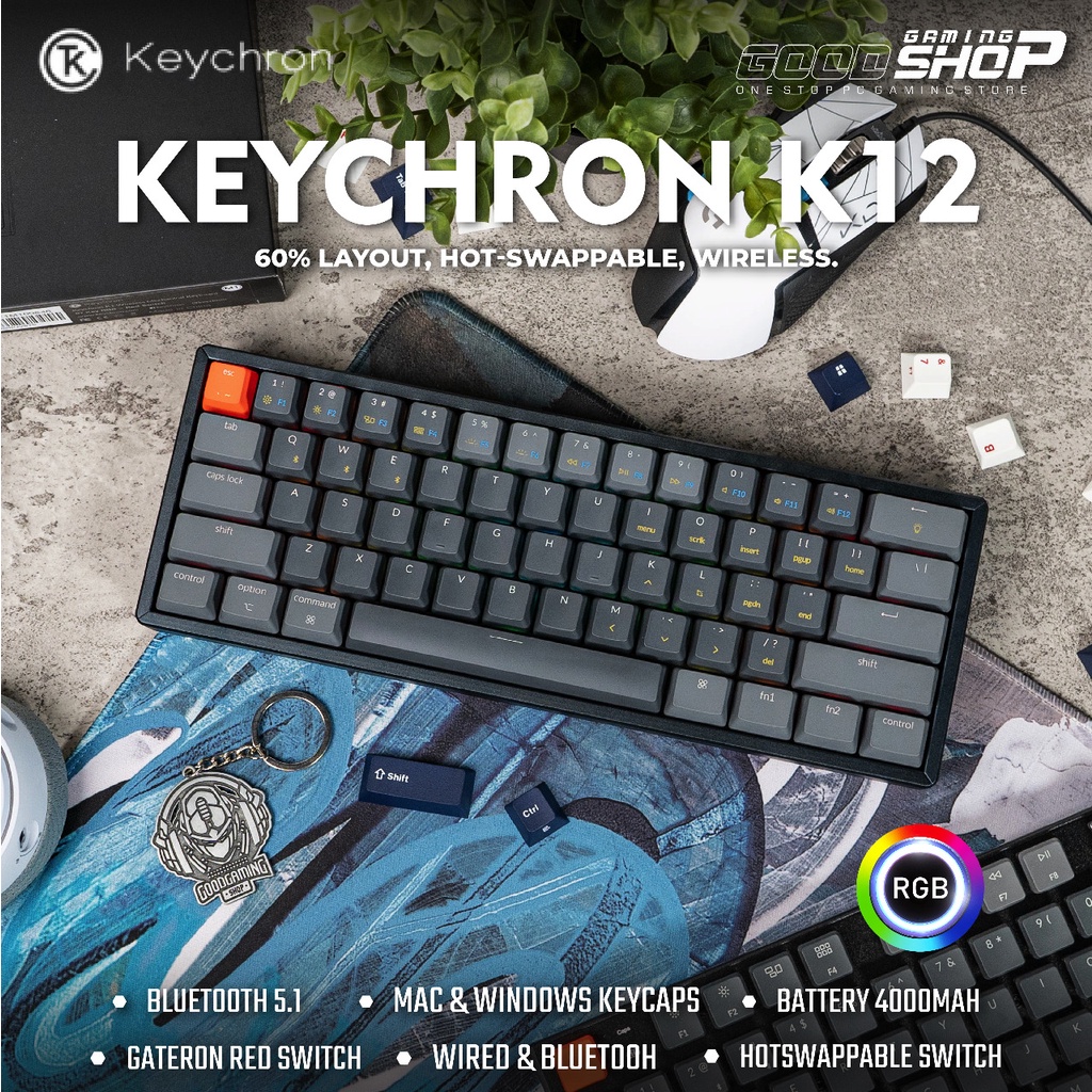 Keychron K12 Hot-swappable Optical Switch RGB Backlight Aluminum