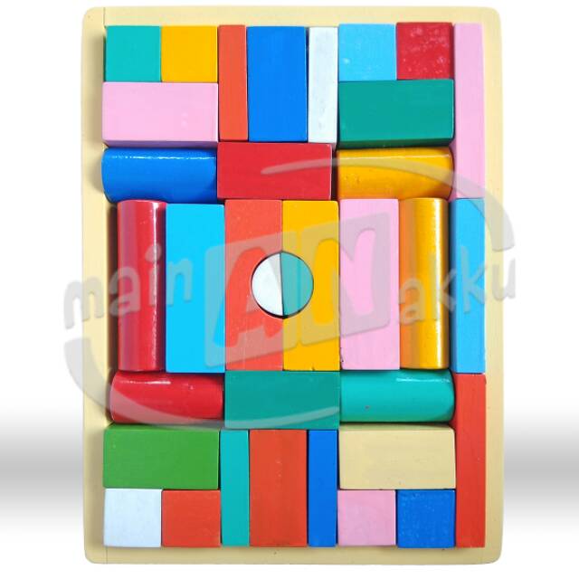 Balok Susun Bangun mainan kayu edukasi