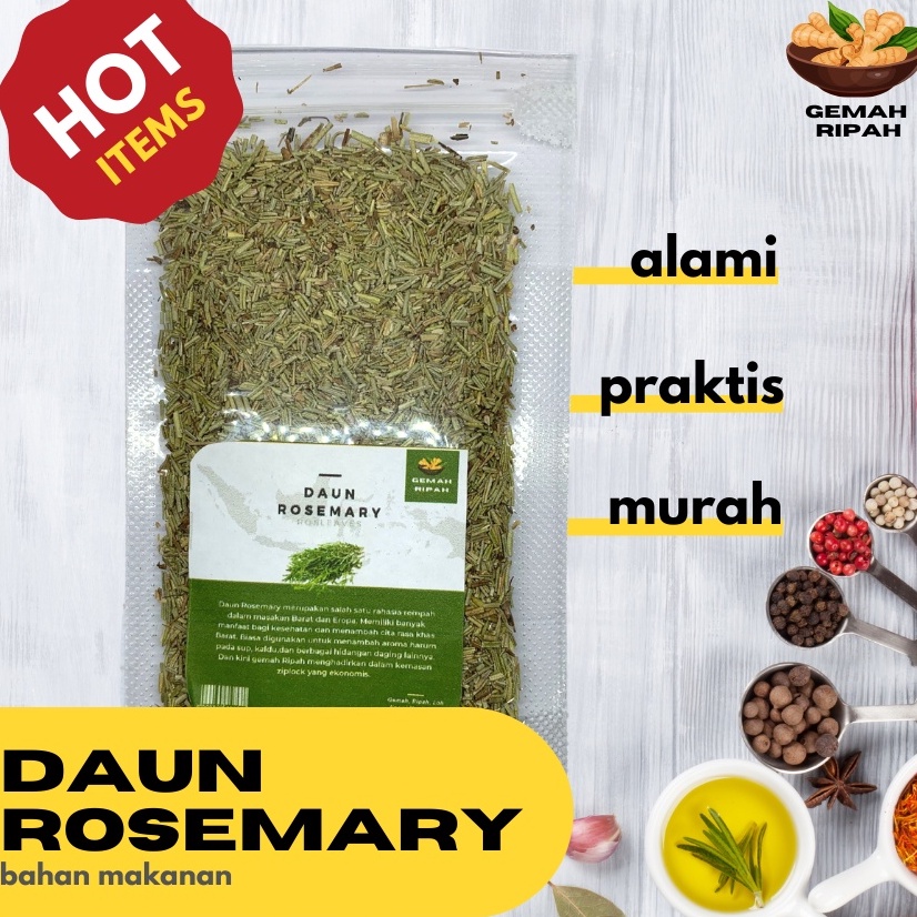 

Rempah Daun Rosemary Kering Bahan Makanan Pokok Bumbu Dapur Herbal Penyedap Rasa Organik Flake Murni