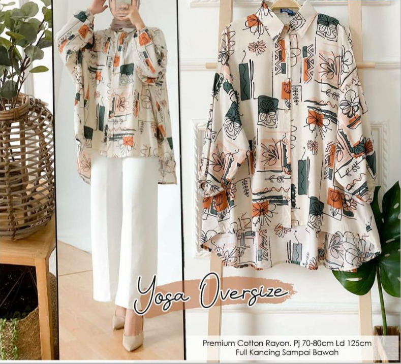 YOSA OVIS OVERSIZE | BAJU ATASAN WANITA BLOUSE JUMBO MOTIF CANTIK UNYU OOTD KEKINIAN