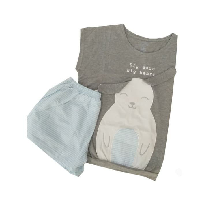 baju tidur young hearts set piyama top + shorts pants