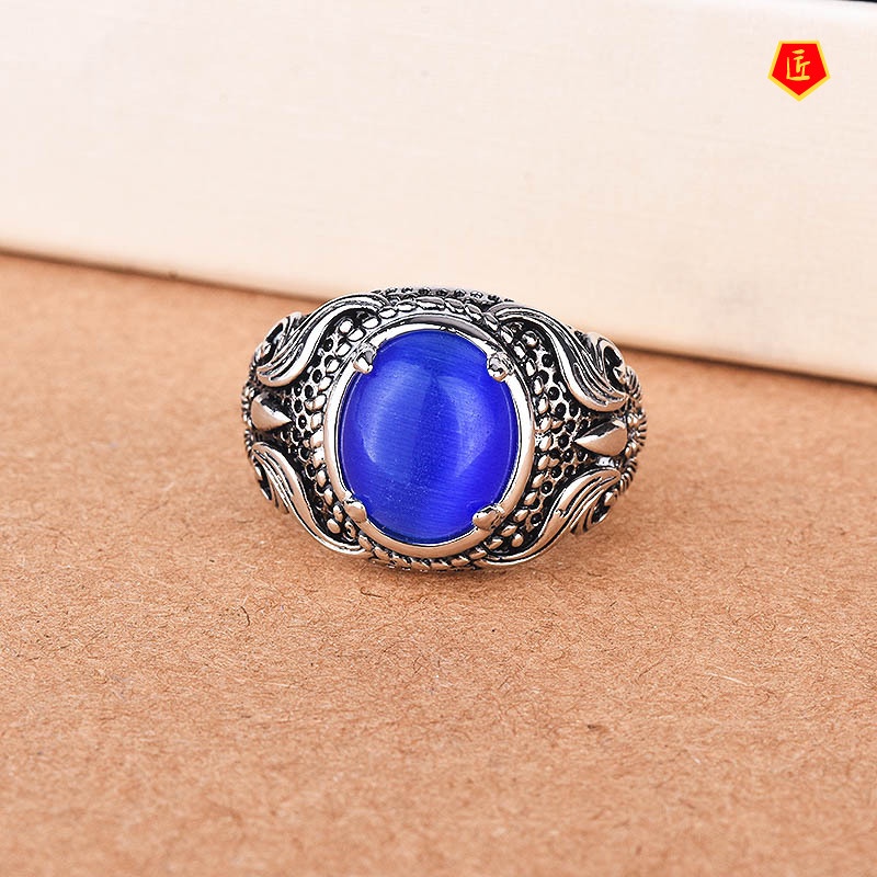 [Ready Stock]Retro Featured Moonstone Ring Inlaid with Opal