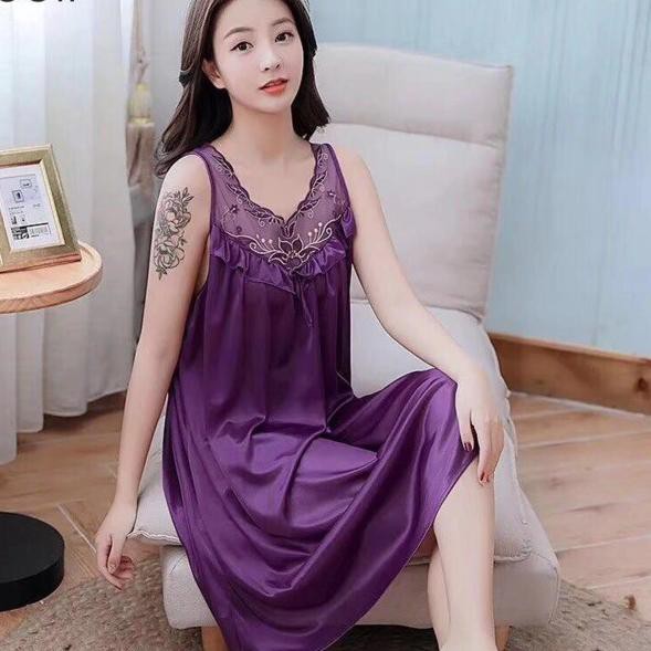 DASTER SATIN BRUKAT DEWASA / SEXY / SINGLET/ BAHAN SATIN IMPORT/ MOTIF BRUKAT BORDIR FLOWER CD