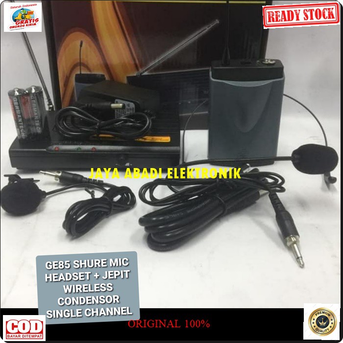 G85 SHURE MIC WIRELESS SYSTEM SINGLE HEADSET BANDO KLIP ON KANCING KERAH MIK WIRELESS MIKROPHONE PROFESIONAL PRO KARAOKE AUDIO SOUND VOKAL PANGGUNG DJ STUDIO JEPIT BAJU CONDENSOR SENSITIF AUX BISA SEGALA JENIS AUDIO SUARA JERNIIH JARAK PAKAI 20-40 METER