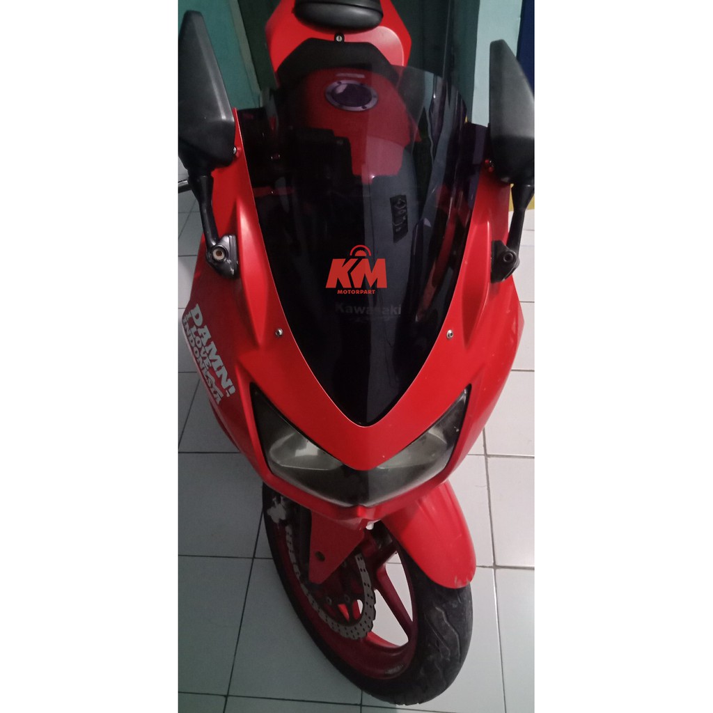 Visor Windshield Ninja 250 Karbu Hitam dan Bening Jenong Murah Tebal 3 mm Bahan Mika Akrilik