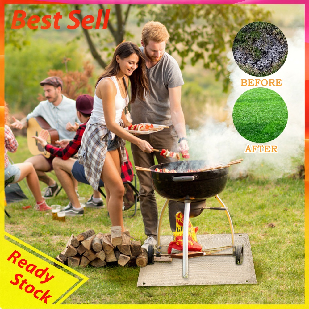 Fire Pit Mat Fireproof Picnic BBQ Pad Flame Retardant Protective Blanket