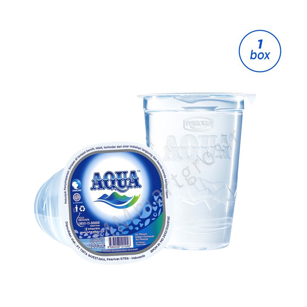 Aqua Air Mineral / Aqua Gelas 220ml  / 1 Dus isi 48pcs