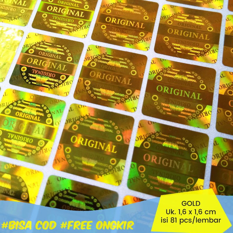 

Stiker Hologram Original Kotak 1,6x1,6 CM Gold Silver