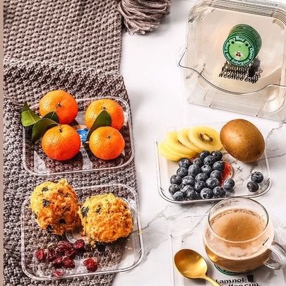 Piring Saji Set Persegi Bening