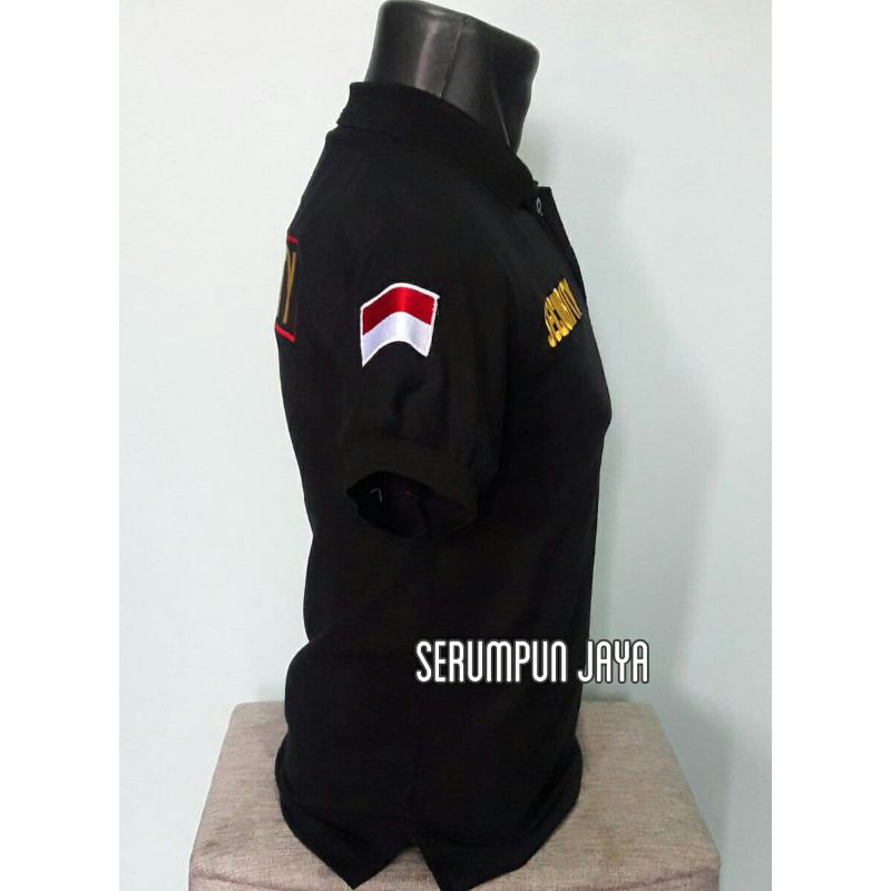 KAOS SECURITY - KAOS SECURITY LOGO KUNING LIST MERAH - KAOS KERAH SECURITY FULL BORDIR.