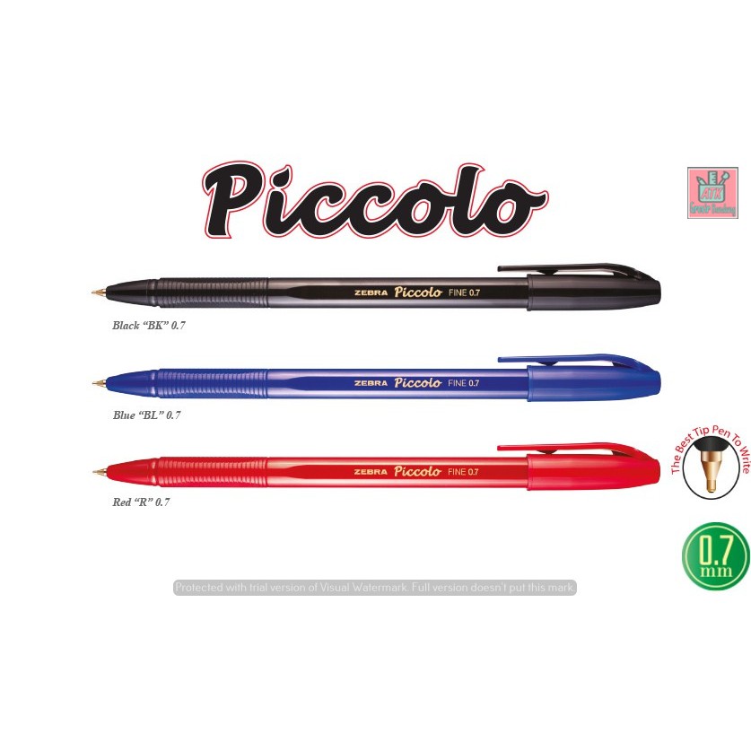 

Pulpen / Pena Semi Gel Zebra Piccolo 0.7 mm Hitam Biru Merah - LUSINAN