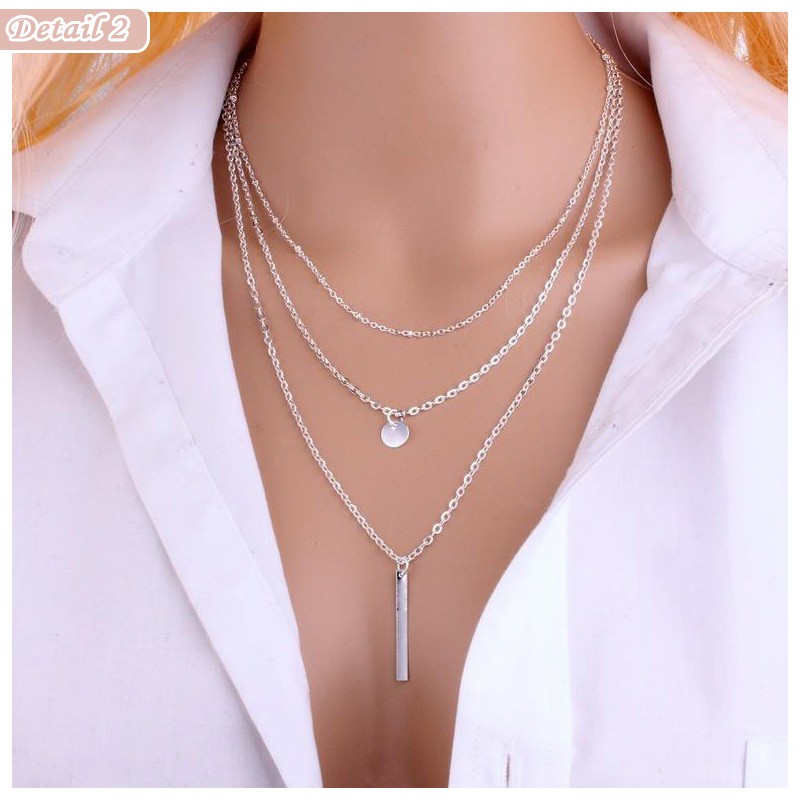 TERBARU COD Chain Necklace 3in1 Kalung Rantai Wanita FAshion Korea Kekinian Anti Karat KLG04 Bisa COD R2a