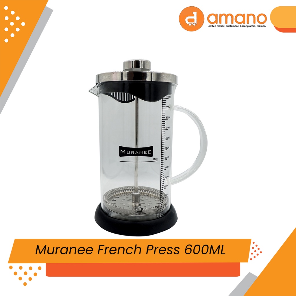 Muranee French Press Coffee Tea Plunger Saringan Teh kopi 600ML GC003
