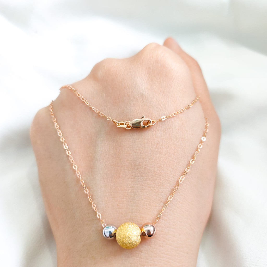 kalung model bola pasir bandul elegant emas asli