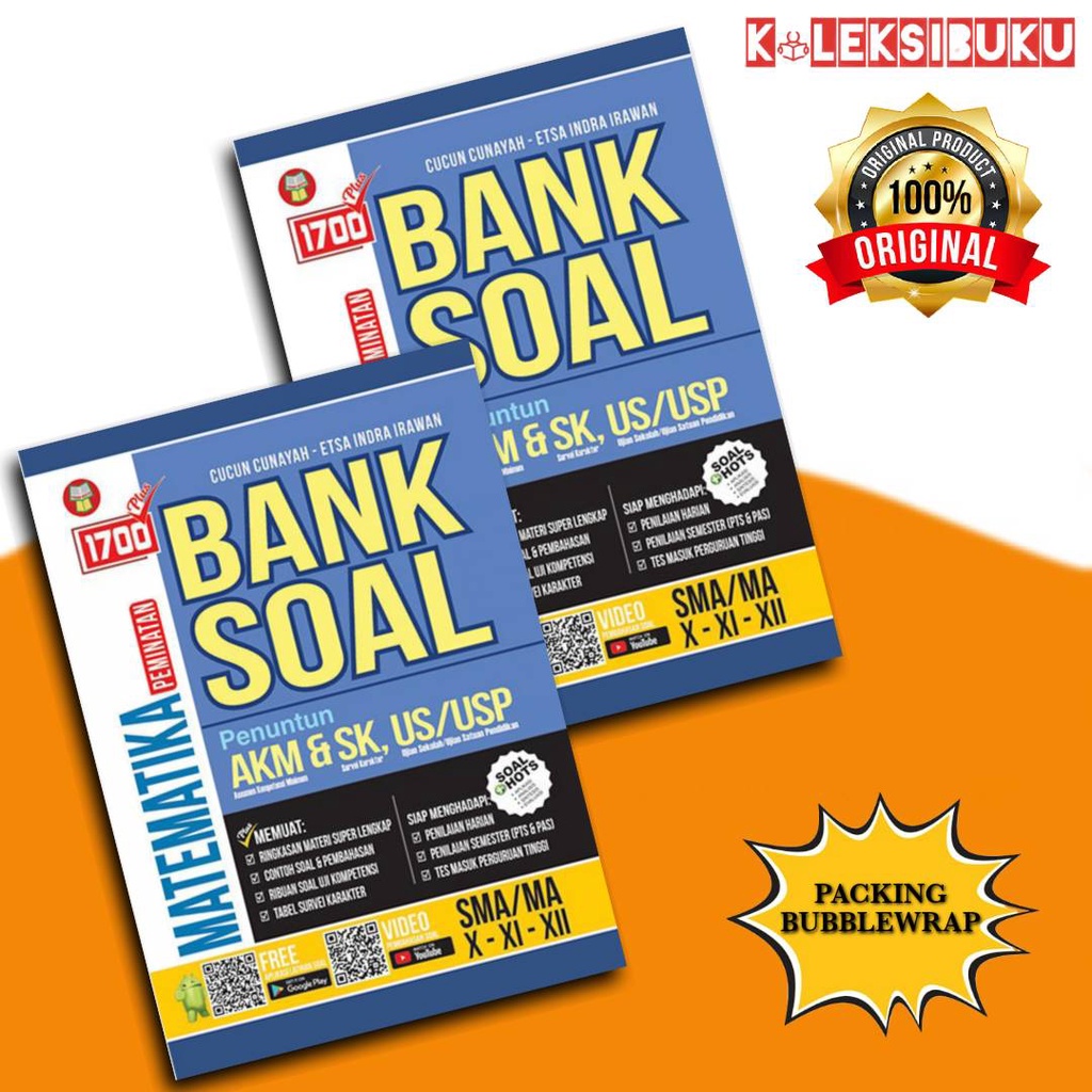 BANK SOAL 1700 SMA AKM&SK US/USP / MATEMATIKA/FISIKA/KIMIA/BIOLOGI/SEJARAH/GEOGRAFI/SOSIOLOGI/EKONOM-MATEMATIKA PEMINATAN