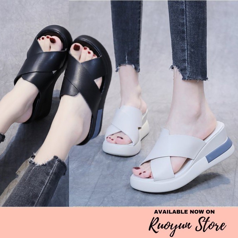 RYX - Volant Gust Sandal Wedges Wanita Fashion Casual - Ori Import