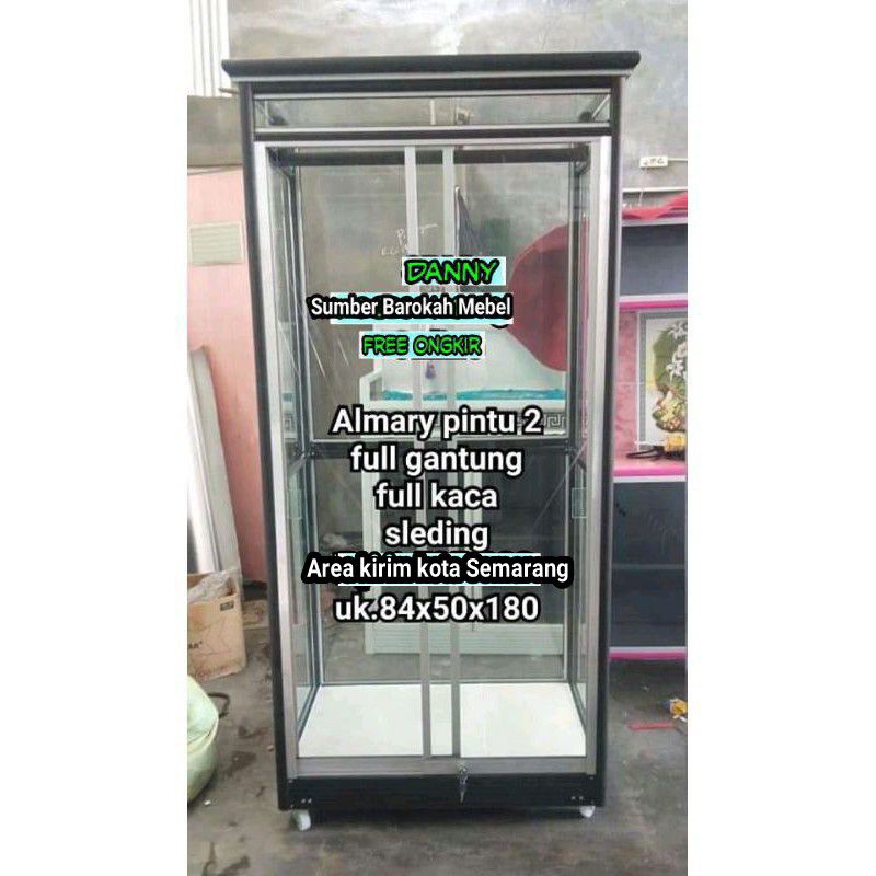 Lemari Alumunium Kaca Sliding Full Gantung (KHUSUS KIRIM KE SEMARANG DAN SEKITARNYA)